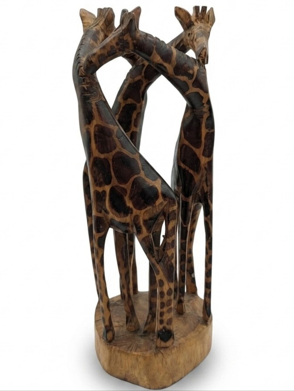 Vintage Hand Carved Wooden Giraffe Sculpture 12" African Folk Art Safari Decor